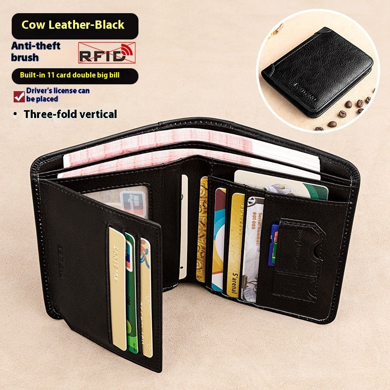 Men's Wallet RFID Anti-theft Swiping Ultra-thin First Layer Cowhide