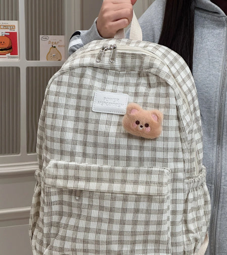 Japanese Ins Campus Retro Checked Backpack