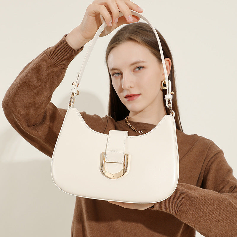 Special-interest Design High-grade Cowhide Baguette Bag