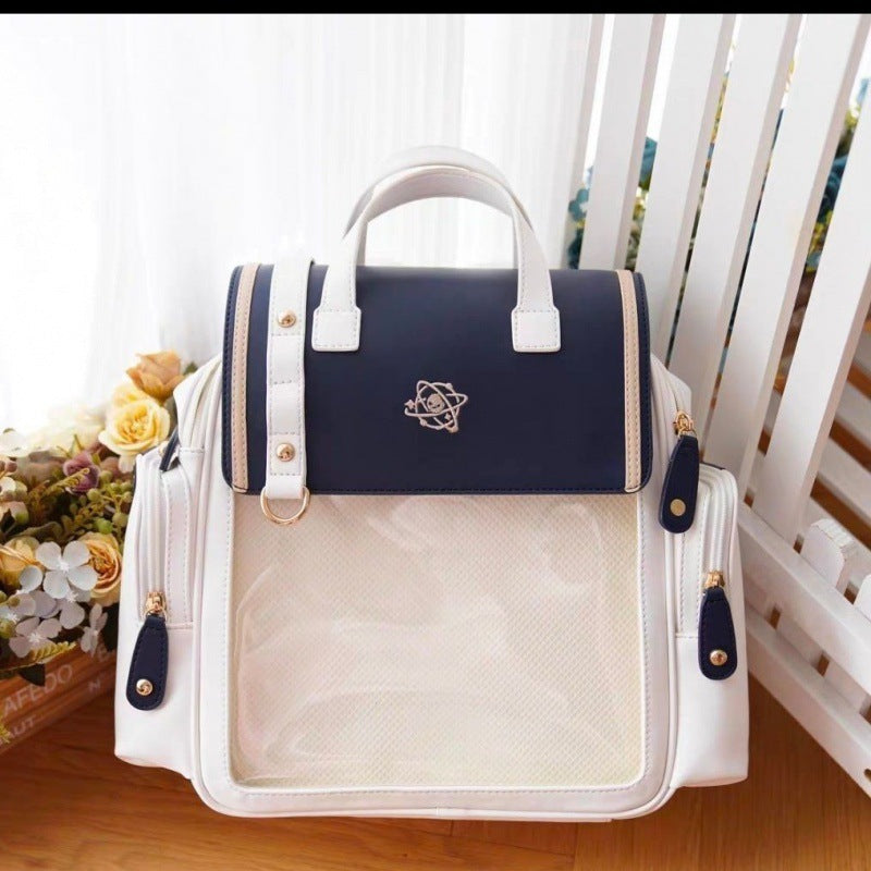 Japanese Style Transparent Color Backpack Universal College Style Soft Girl