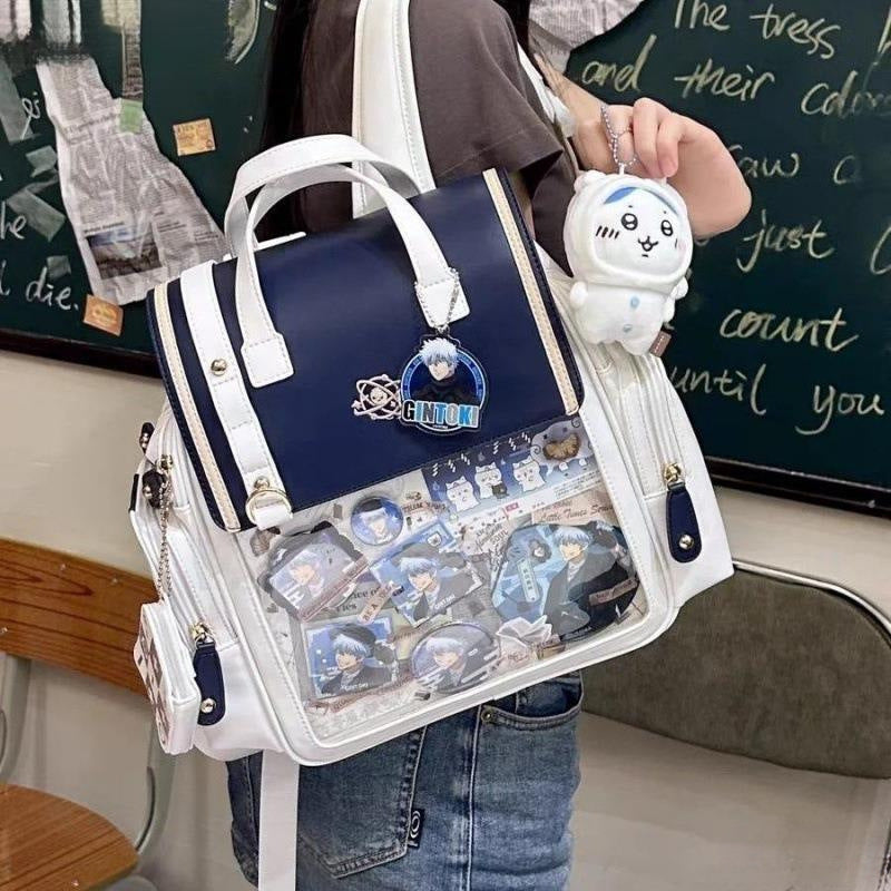 Japanese Style Transparent Color Backpack Universal College Style Soft Girl