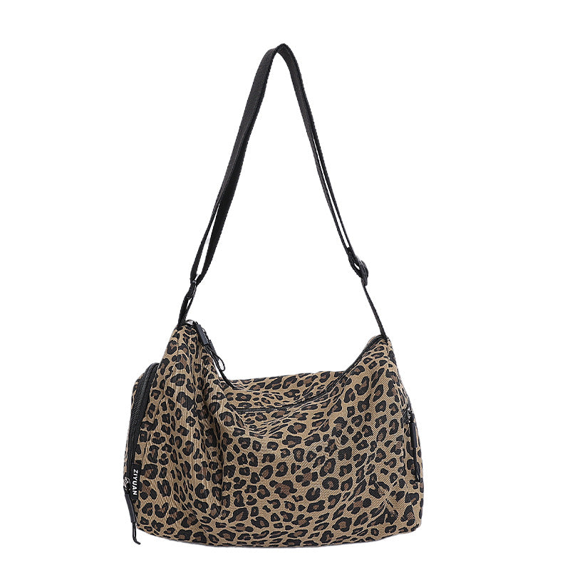 Large Capacity Leopard Print Sports Style Shoulder Messenger Bag