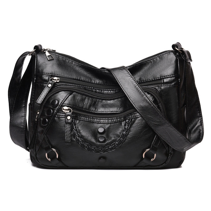 Simple Temperament Leisure Soft Leather Shoulder Messenger Bag