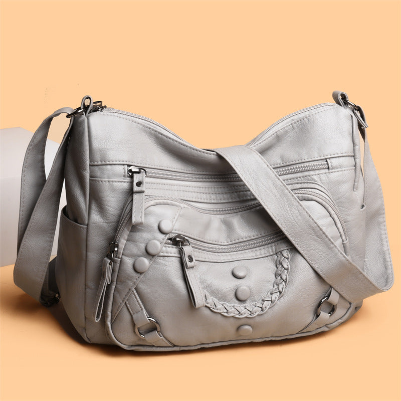 Simple Temperament Leisure Soft Leather Shoulder Messenger Bag