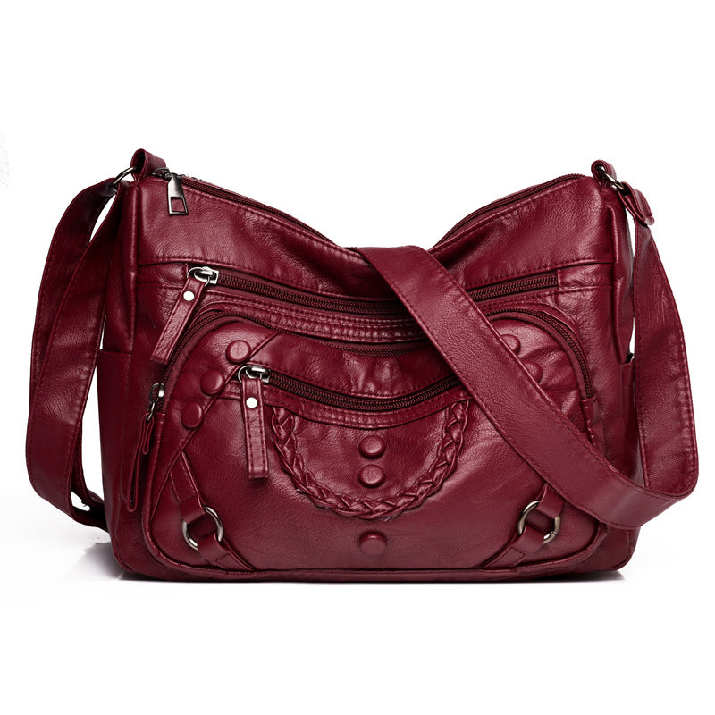 Simple Temperament Leisure Soft Leather Shoulder Messenger Bag