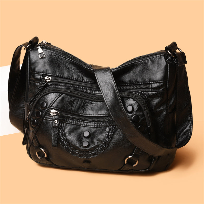 Simple Temperament Leisure Soft Leather Shoulder Messenger Bag