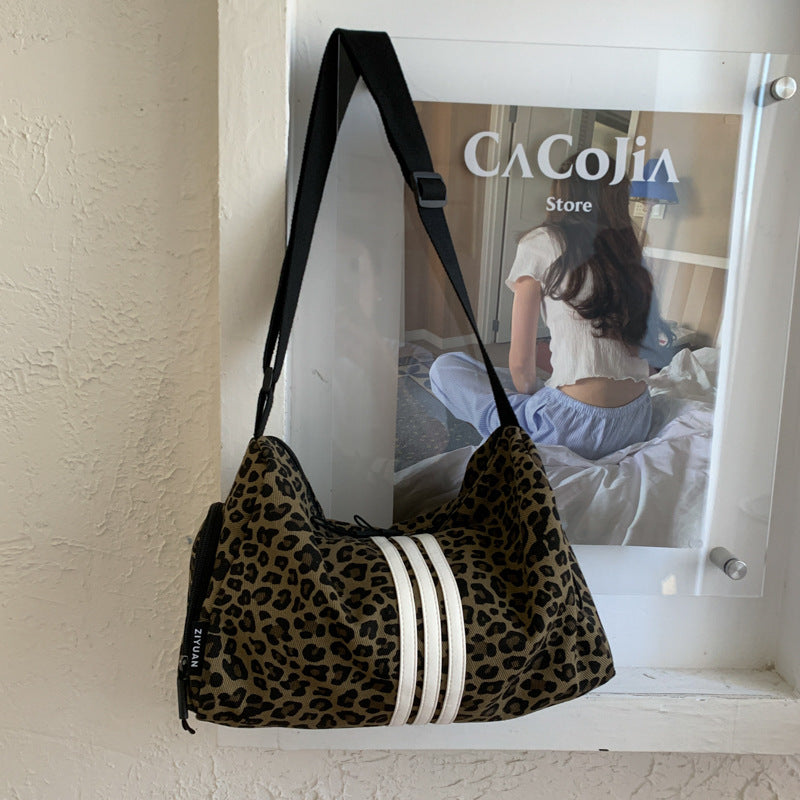 Large Capacity Leopard Print Sports Style Shoulder Messenger Bag