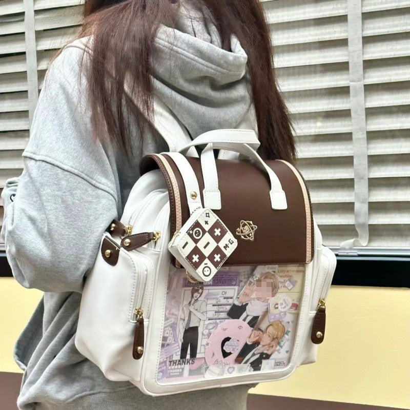 Japanese Style Transparent Color Backpack Universal College Style Soft Girl