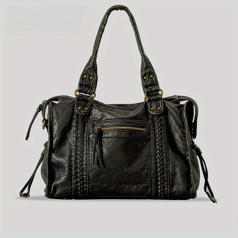 Women's French Retro Motorcycle Bag Shoulder Messenger Bag