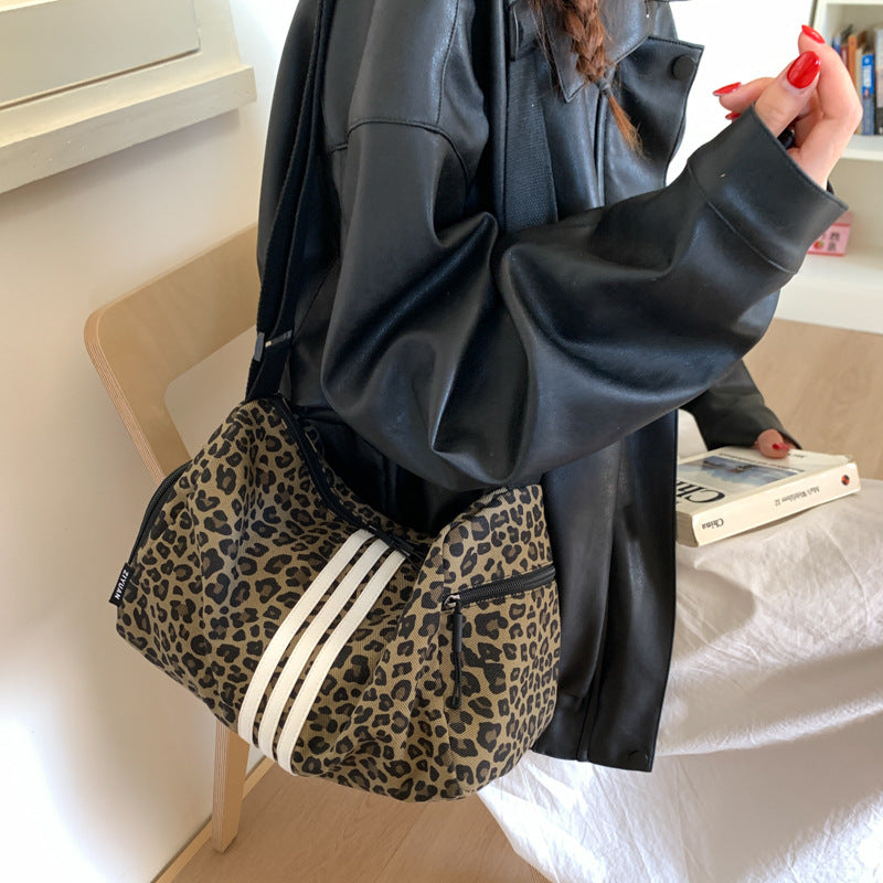 Large Capacity Leopard Print Sports Style Shoulder Messenger Bag