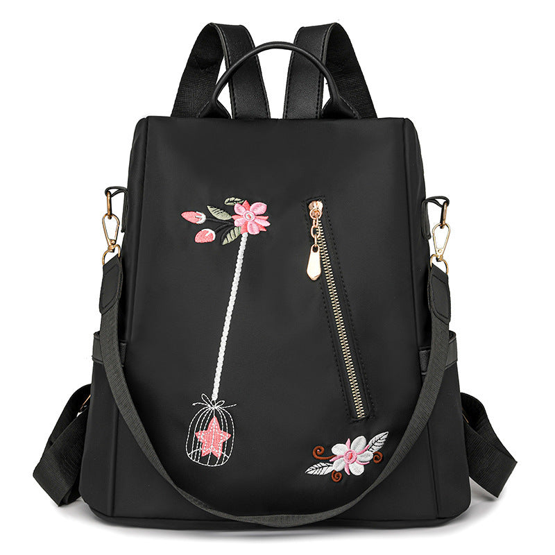 Ethnic Style 3D Embroidered Backpack Women's Waterproof Oxford Cloth