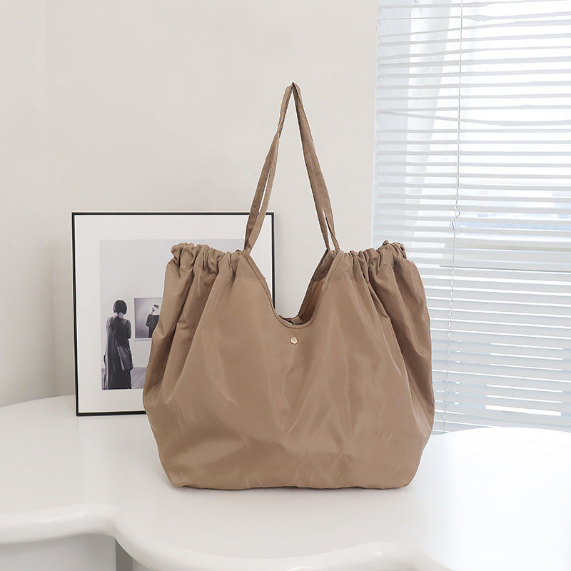 Solid Color Large Capacity Folding Shopping Bag Environmental Protection Portable