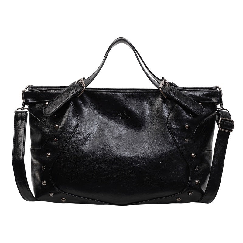 Retro Biker's Style Fashion Large Capacity Crossbody Handbag