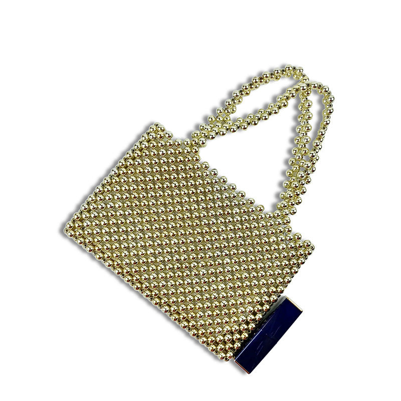 Hand-woven Metal Beads Steamed Crystal Bun Pearl Bag