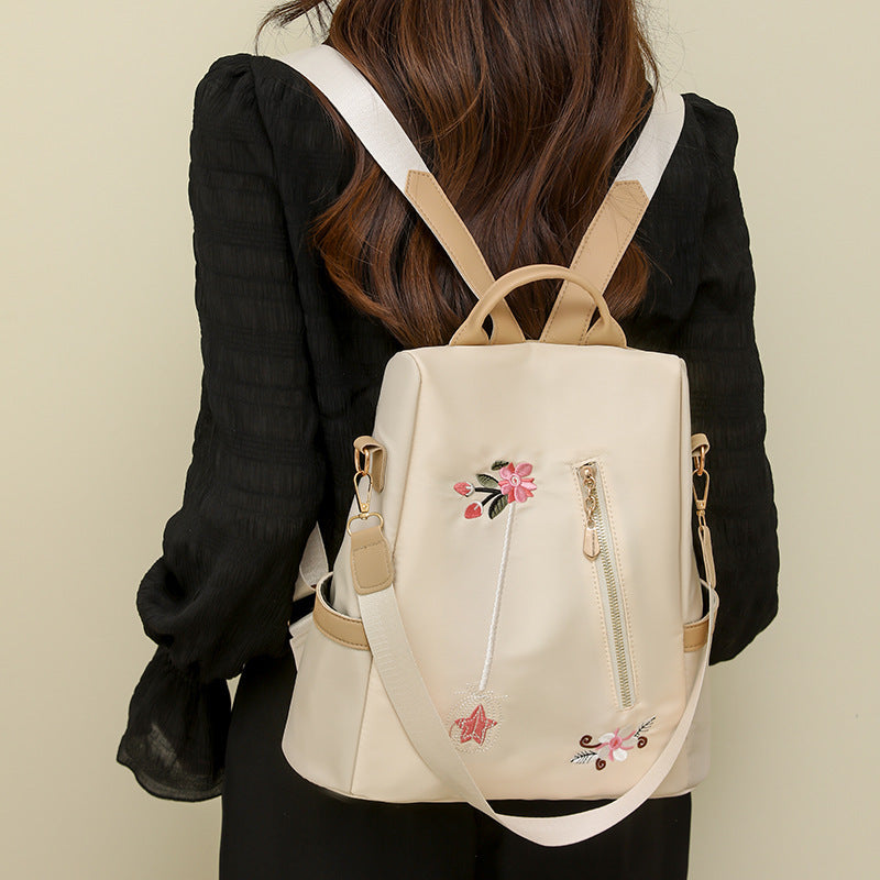 Ethnic Style 3D Embroidered Backpack Women's Waterproof Oxford Cloth