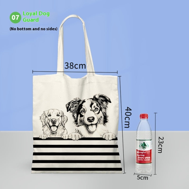 Cartoon Cat Print Canvas Bag