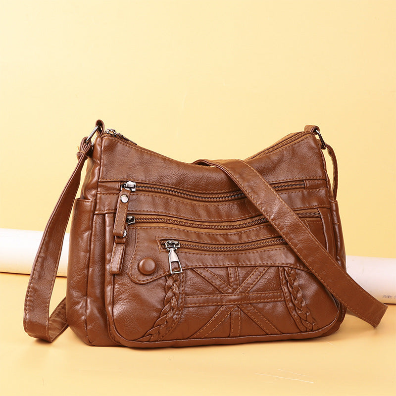Casual Messenger Bag Fashionable Versatile Multi-layer Multi-pocket