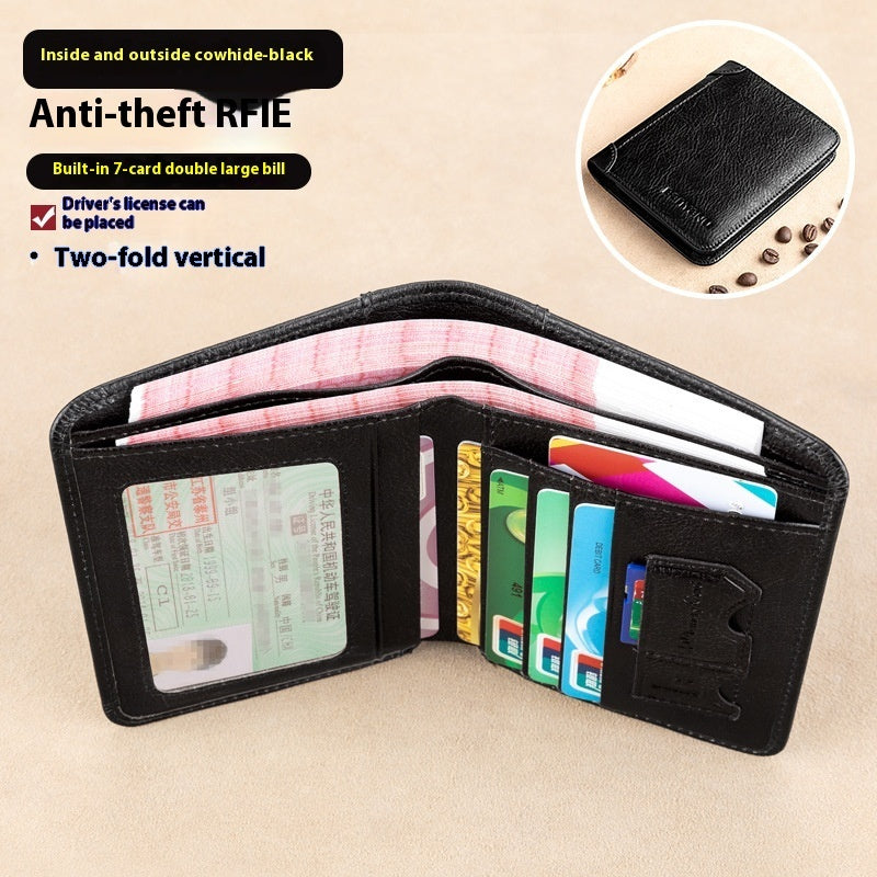 Men's Wallet RFID Anti-theft Swiping Ultra-thin First Layer Cowhide