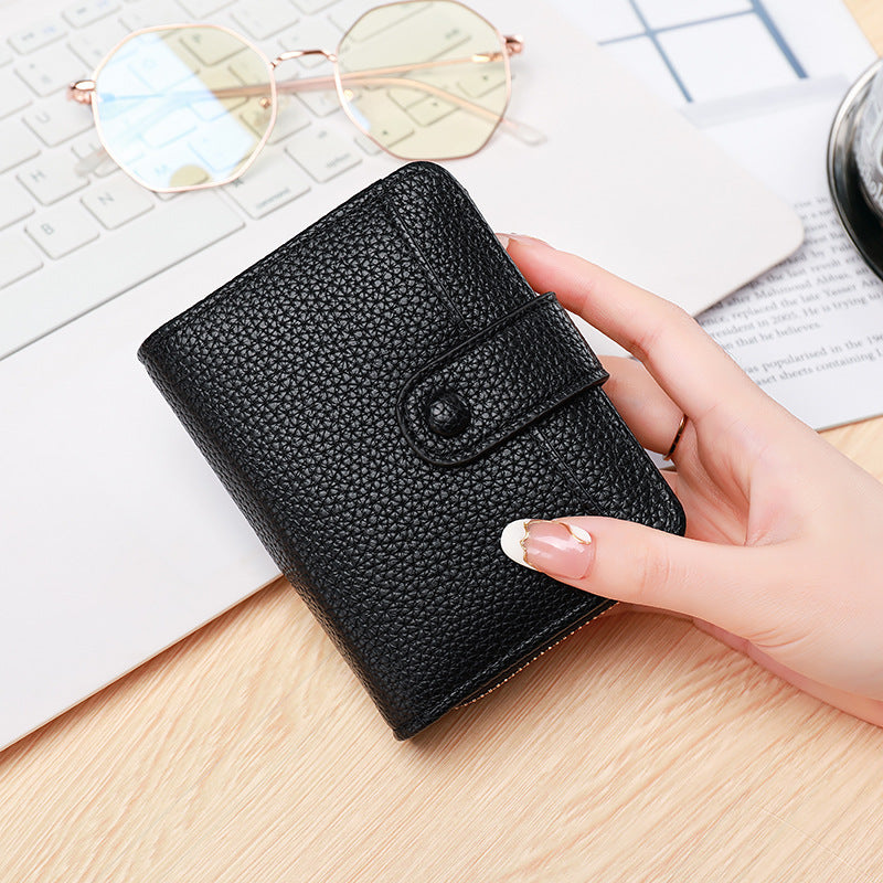 Women's Lychee Pattern Organ Short Wallet