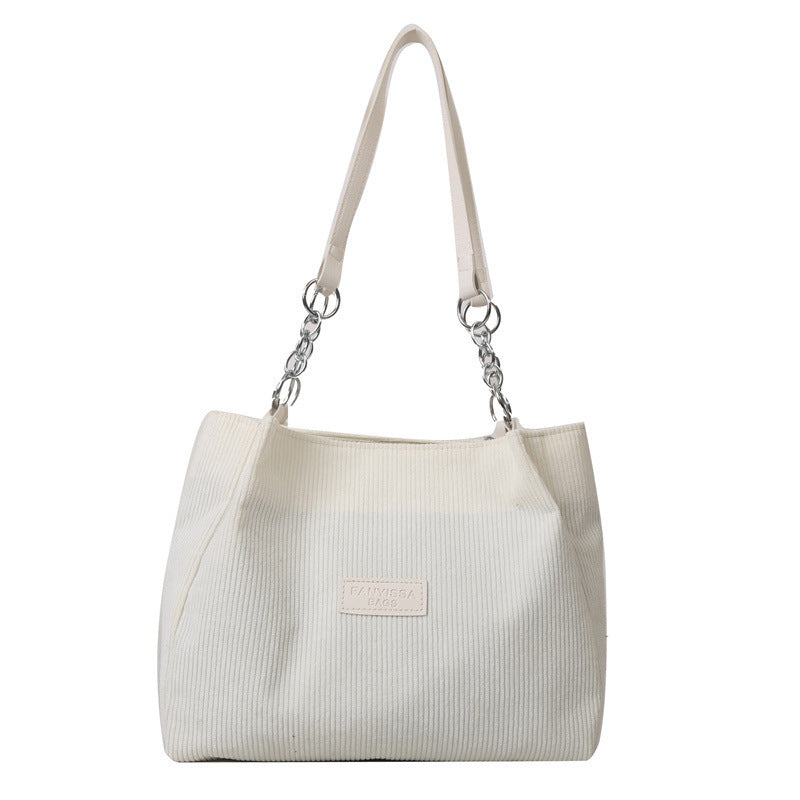 New Corduroy One-shoulder Tote Large Capacity Handbag For Women
