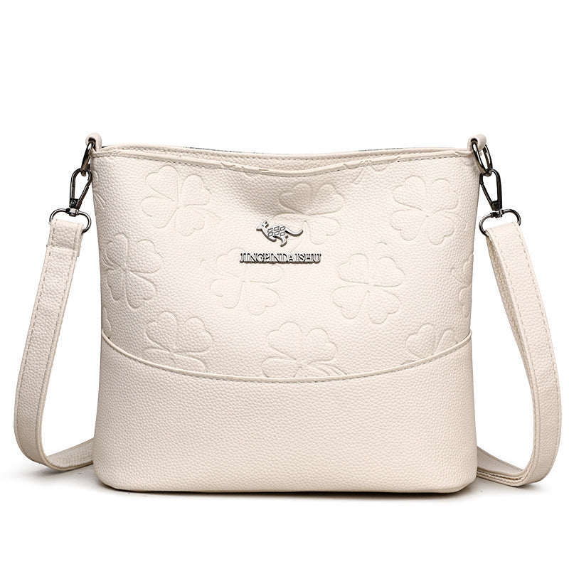 Multi-layer Soft Leather Bucket Large Capacity Women's Shoulder Messenger Bag