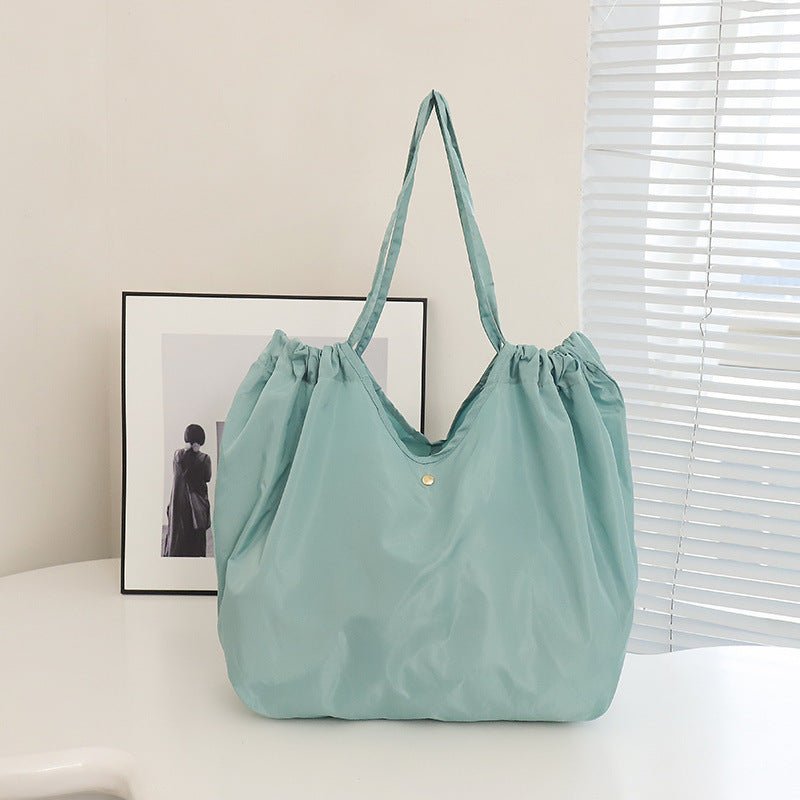 Solid Color Large Capacity Folding Shopping Bag Environmental Protection Portable
