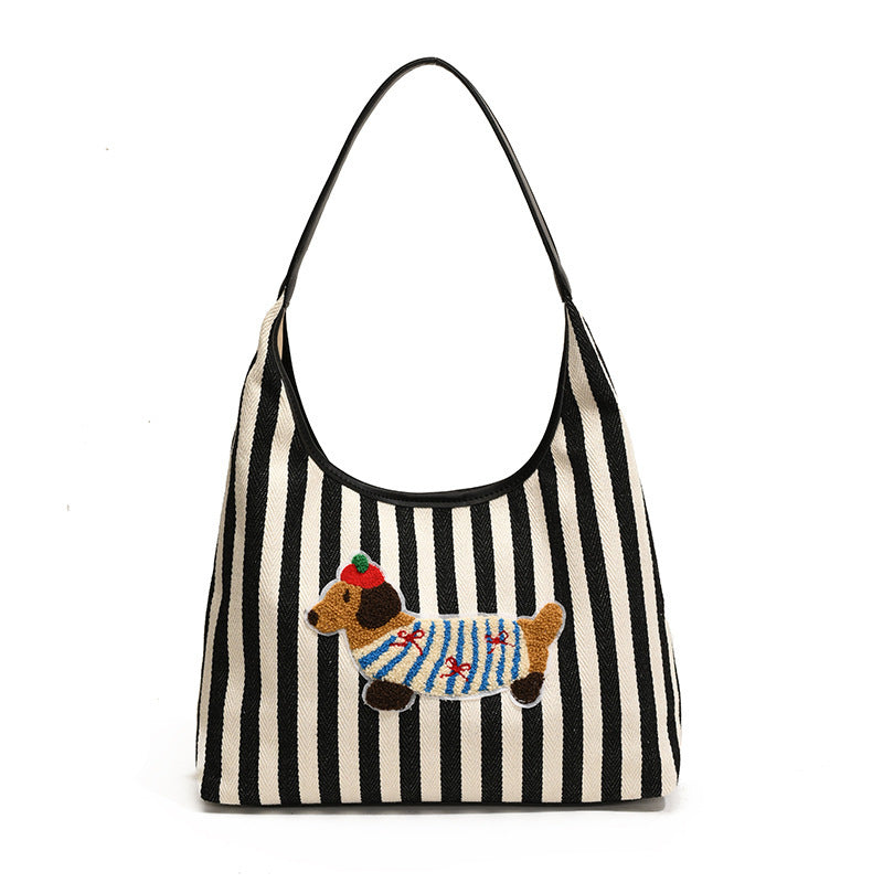 New Embroidery Cartoon Anime Large Capacity Shoulder Bag