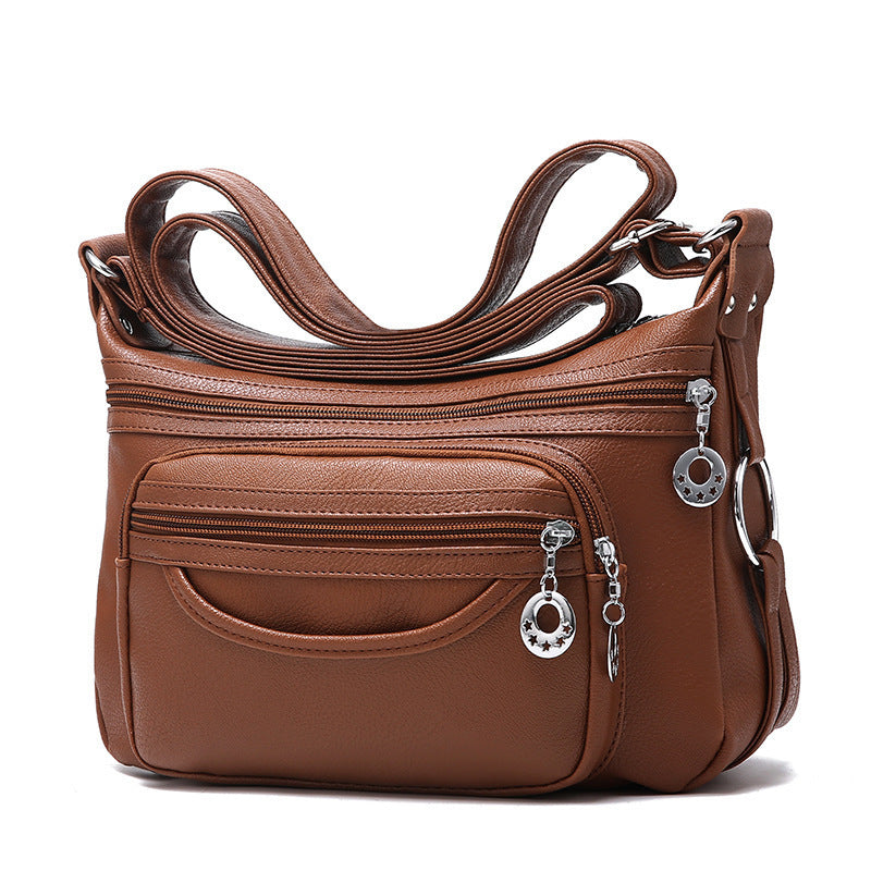 Soft Leather Casual Shoulder Bag Large Capacity