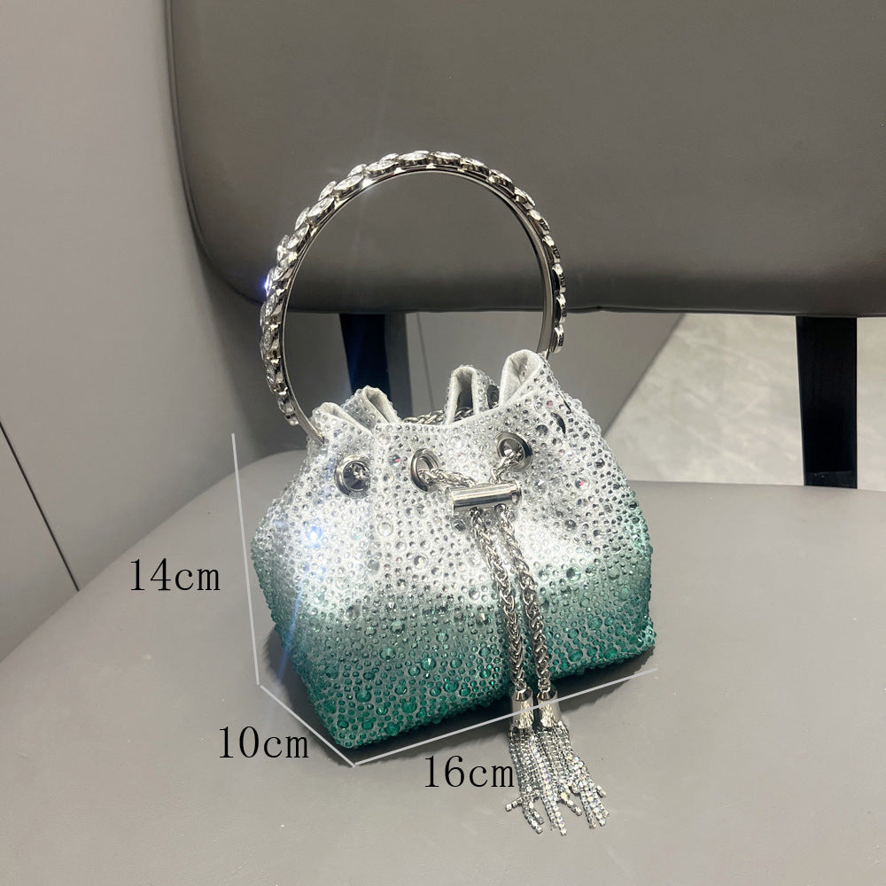 Drawstring Rhinestone Bag Shoulder Crossbody Handbag Women's Bag
