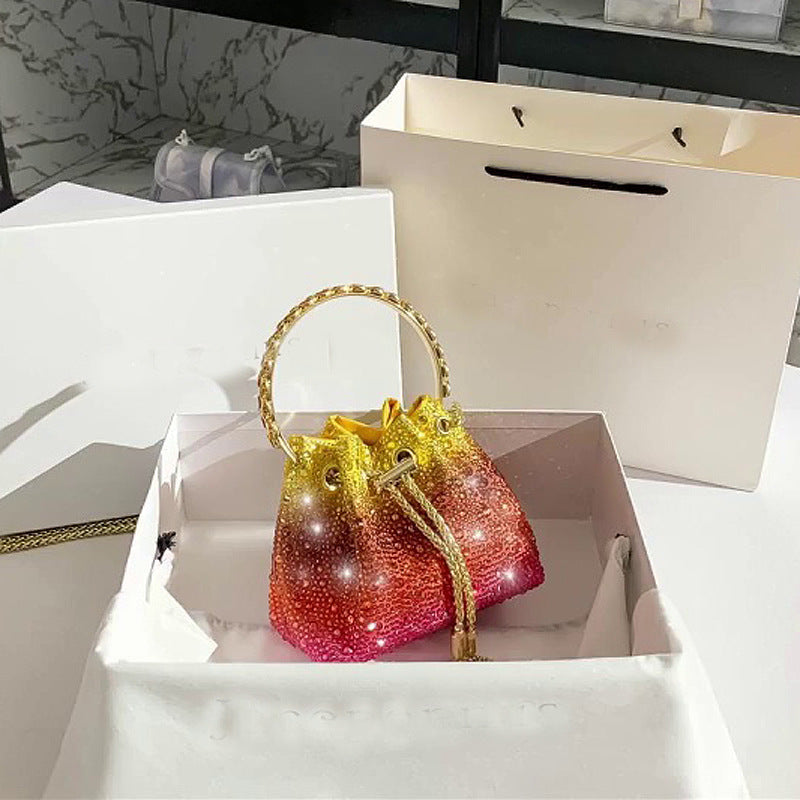 Drawstring Rhinestone Bag Shoulder Crossbody Handbag Women's Bag