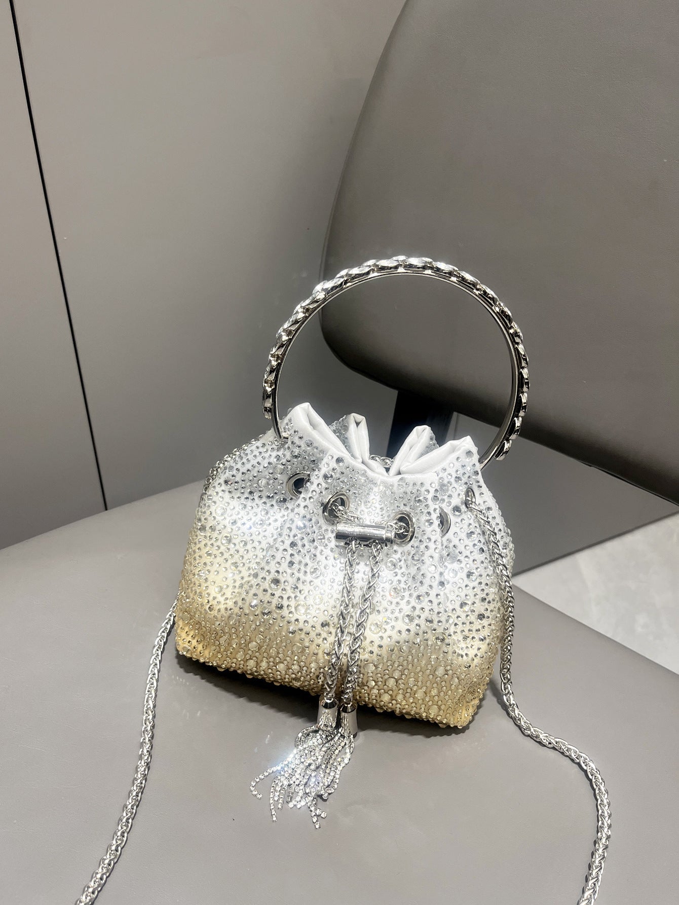 Drawstring Rhinestone Bag Shoulder Crossbody Handbag Women's Bag