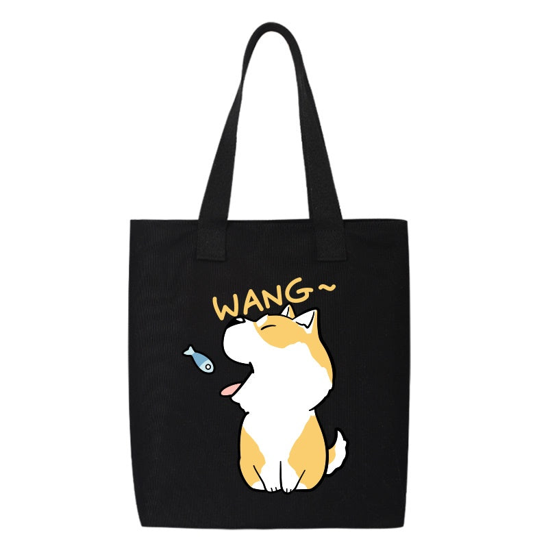 Shiba Inu Male And Female Shoulder Bag Canvas Large Capacity