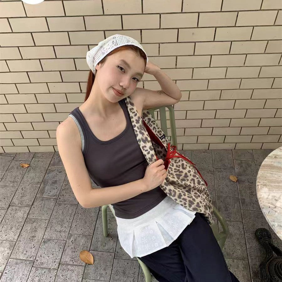 Retro Tote Bag Women's Fashion Leopard Print Large Capacity Shoulder Bag