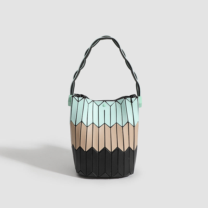 Geometric Rhombus Color Matching Shoulder Bag