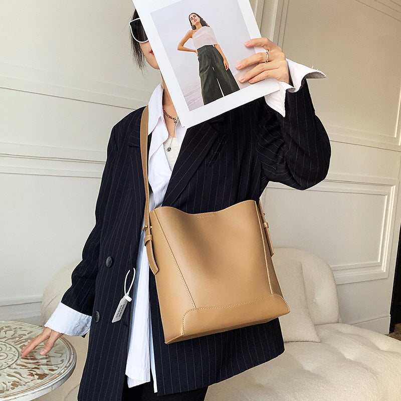 Shoulder Capacity Women's Leather Height Cross Body Bucket Bag