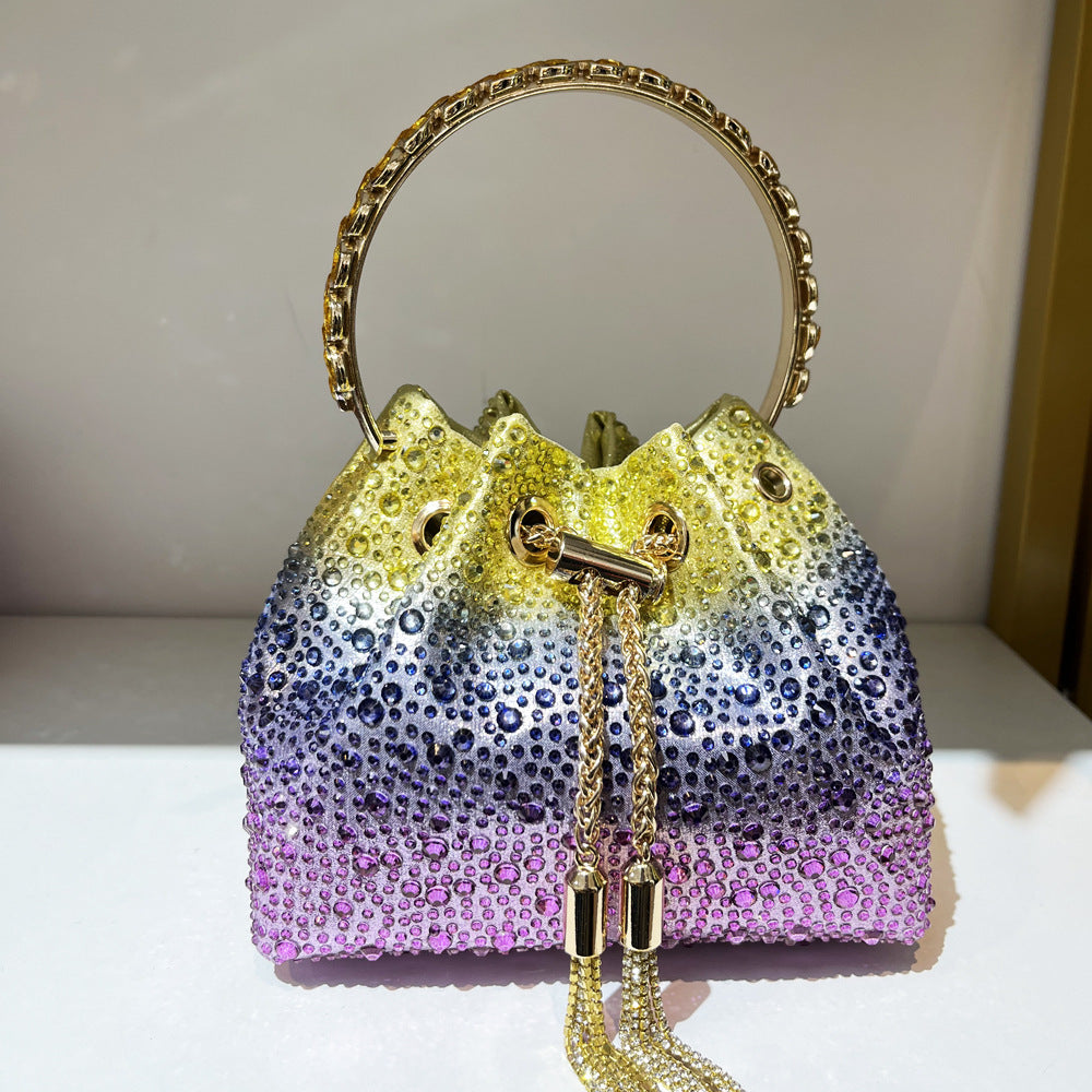 Drawstring Rhinestone Bag Shoulder Crossbody Handbag Women's Bag