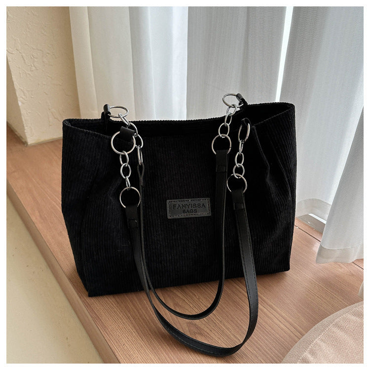 New Corduroy One-shoulder Tote Large Capacity Handbag For Women