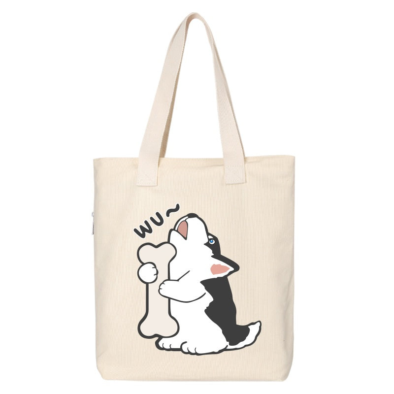 Shiba Inu Male And Female Shoulder Bag Canvas Large Capacity