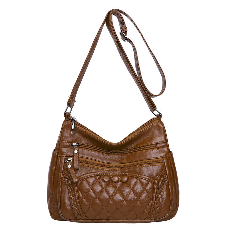 Soft Leather Retro Women's Shoulder Bag Large Capacity