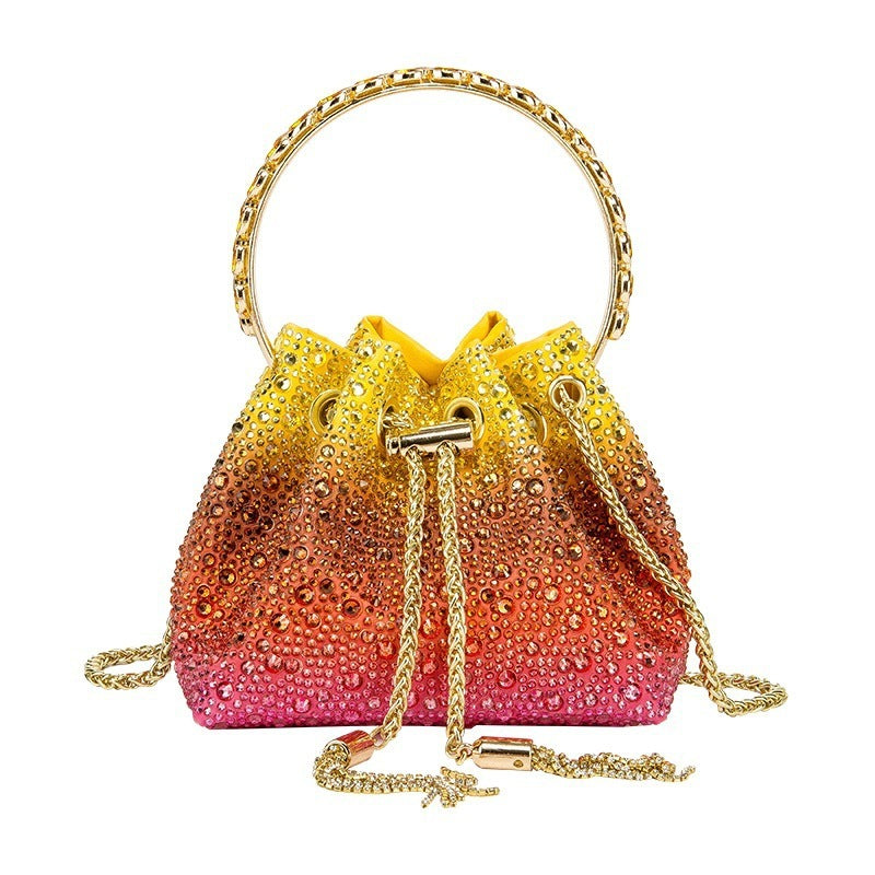 Drawstring Rhinestone Bag Shoulder Crossbody Handbag Women's Bag