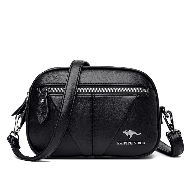 Cowhide Soft Leather Fashion All-match Shoulder Crossbody Small Round Bag