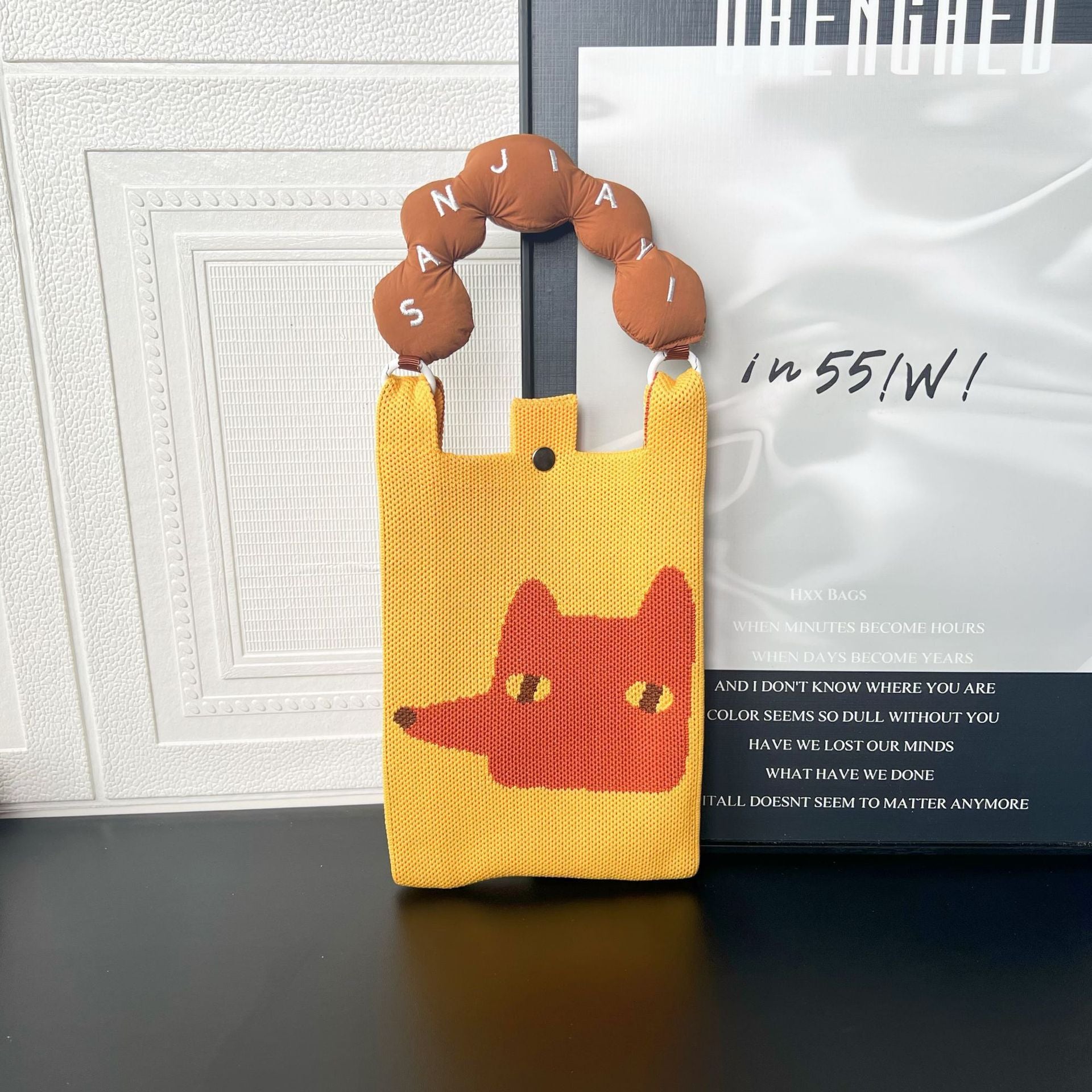 Cute Cartoon Knitted Bag Fashion All-match Messenger Bag High Sense Hand-carrying Shoulder Bag