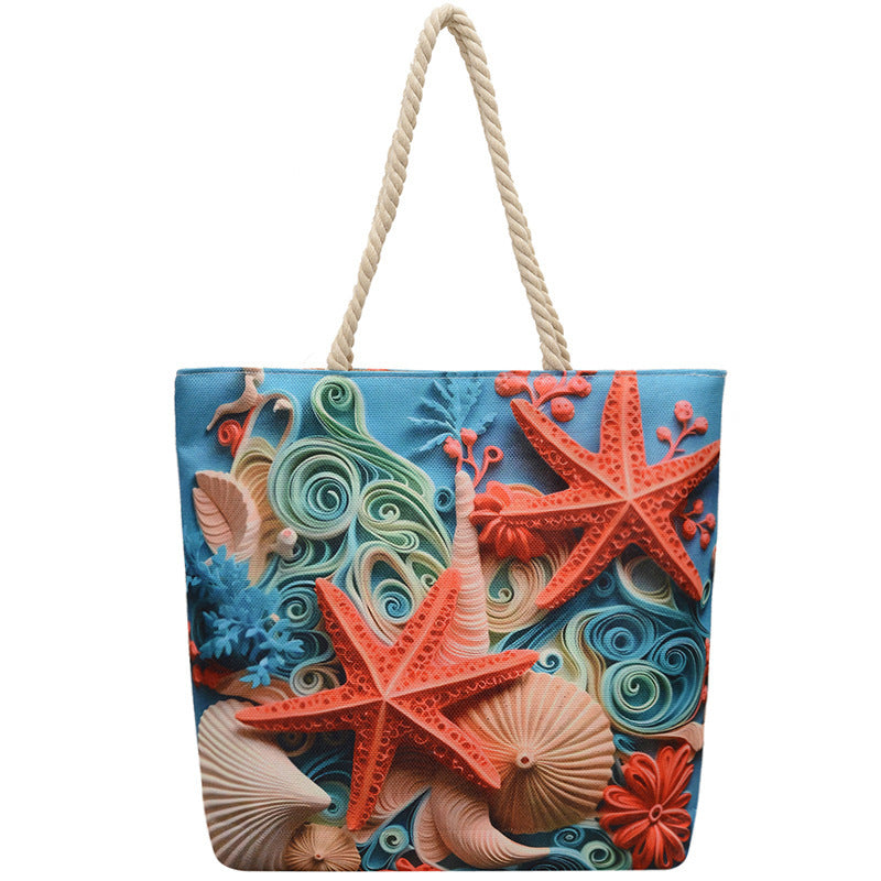 Canvas Fashion Linen Cotton String Shoulder Bag Simple Handbag