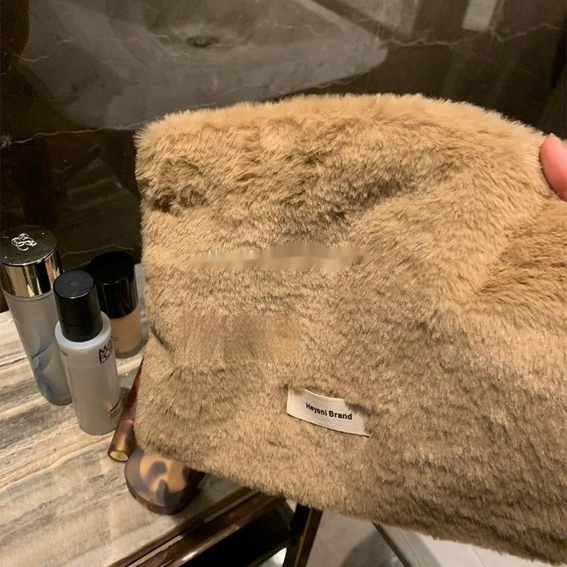 High-grade Plush Cosmetic Bag Women's Large Capacity