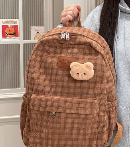 Japanese Ins Campus Retro Checked Backpack