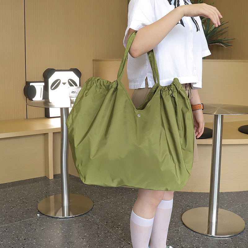 Solid Color Large Capacity Folding Shopping Bag Environmental Protection Portable