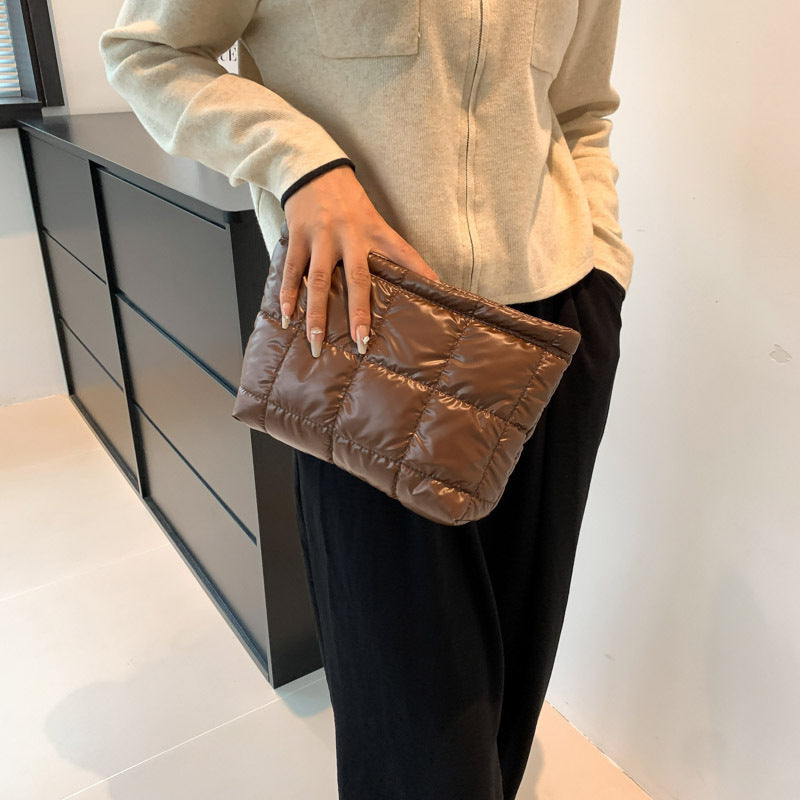 Simple All-match Plaid Embroidery Thread Clutch