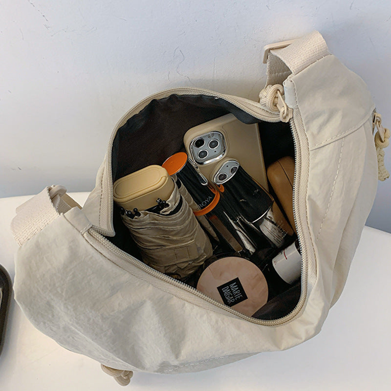 Washed Wrinkled Nylon Shoulder Travel Messenger Bag