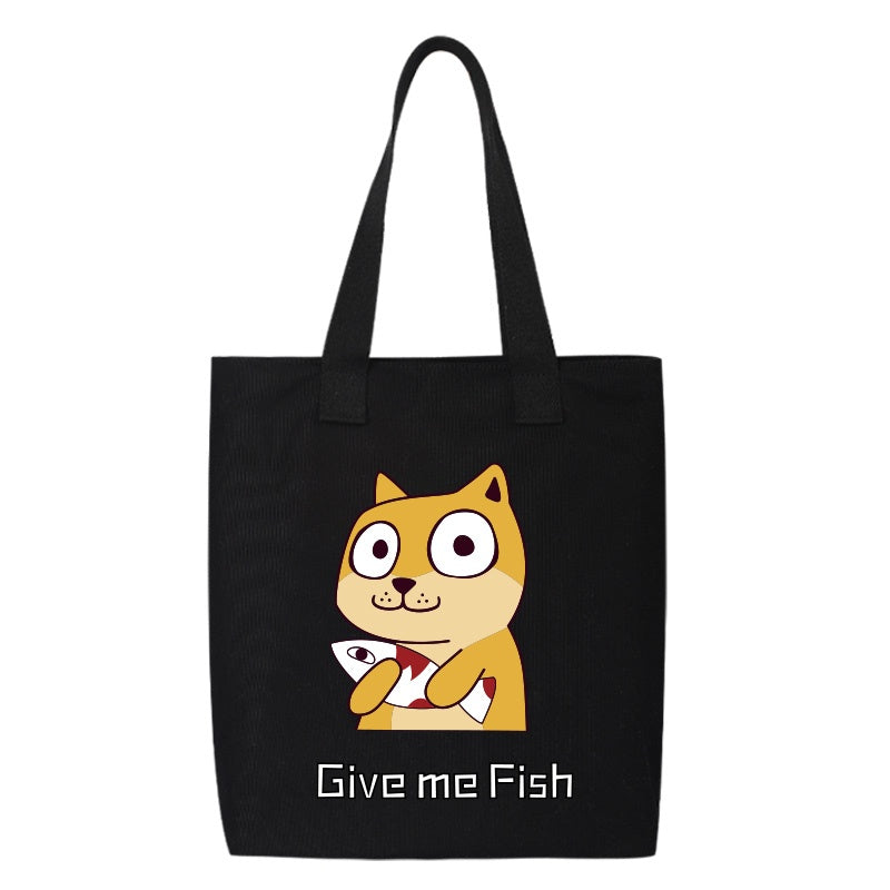 Shiba Inu Male And Female Shoulder Bag Canvas Large Capacity