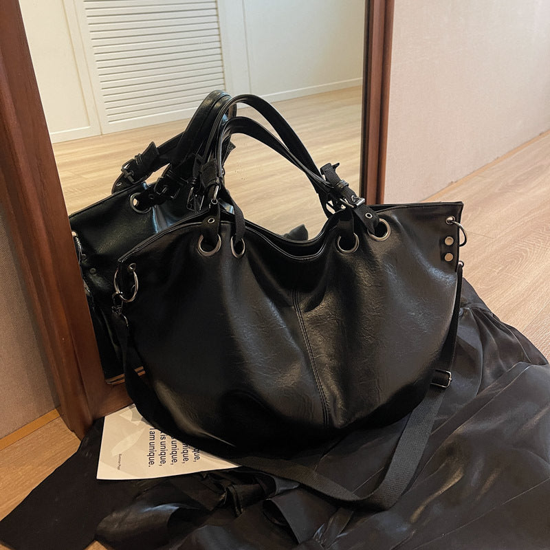 Solid Color Portable One-shoulder Tote Women's Bag